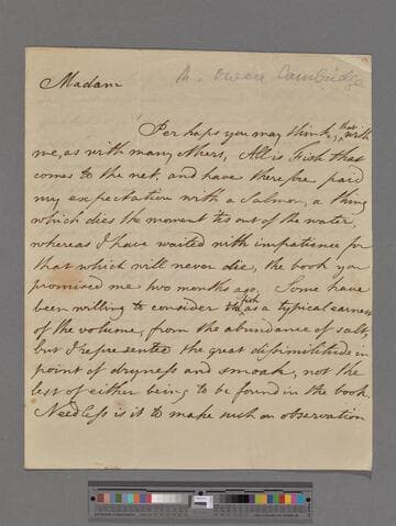 Cambridge, Richard Owen. Letter to Elizabeth (Robinson) Montagu