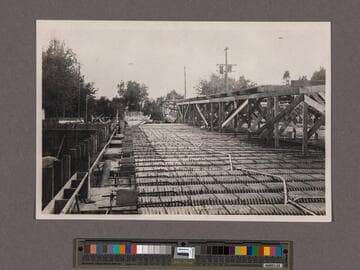 Huntington Library Construction: view showing the East Wing before casting, looking south