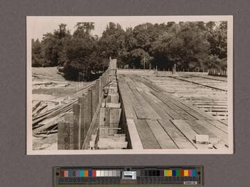 Huntington Library Construction: view showing framing for 30" wall of the East Wing, with window bars