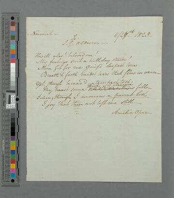 Opie, Amelia (Alderson). To T. J. Alderson on his birthday : poem
