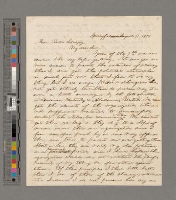 Abraham Lincoln, Springfield, Illinois, letter to Owen Lovejoy
