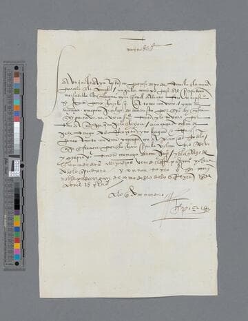 Gonzalo Pizarro letter to Diego Pérez Vela