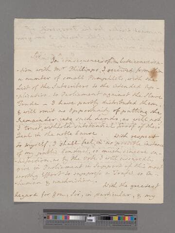 Grigby, Joshua. Letter to [Thomas Clarkson?]