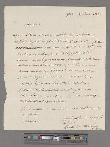 Laisne de Villeveque.  Letter to Thomas Clarkson