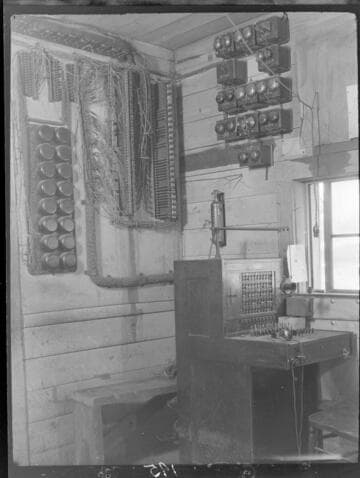 View of radio equipment and switches in Communications office at Big Creek