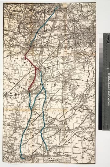 Map showing St. Louis and Memphis Rail Road