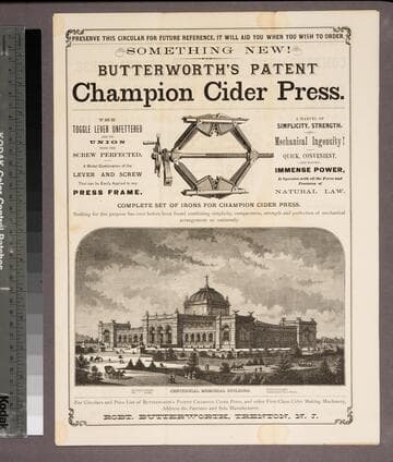 Something new! Butterworth’s patent champion cider press