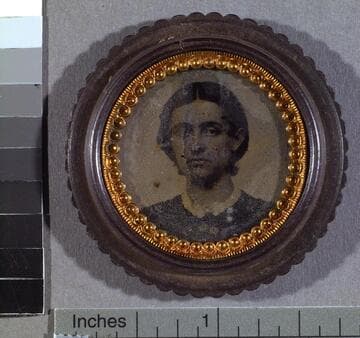 Portrait of Helen (Mrs. Israel) Daniels Stone in screwtop case