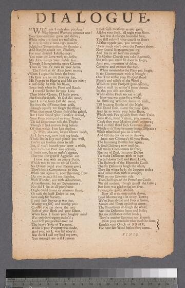 Dialogue. M. Why am I daily thus perplext? Why beyond womans patience vext?