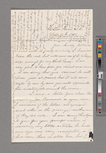 Barton, Clara Harlowe. Letter to Amelia Barton