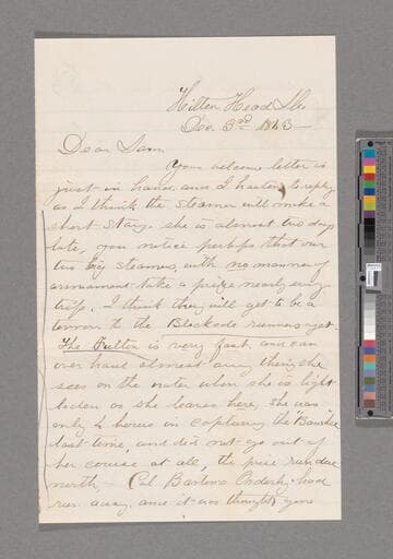Barton, Clara Harlowe. Letter to Samuel Rich Barton