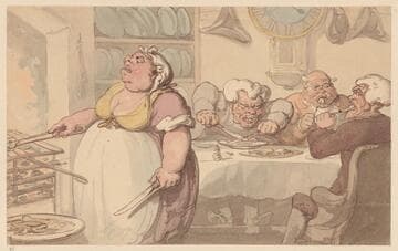 Three Men at Table and a Cook