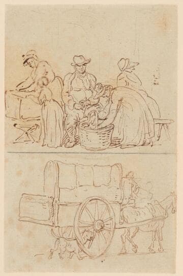 Genre Scene and Covered Wagon