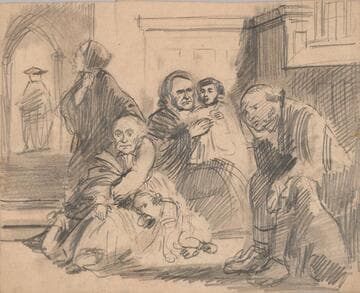 Despondent Family in a Church (?)