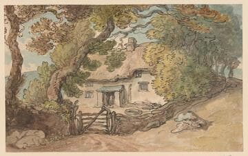 Country Cottage with Gate and Stone Fence