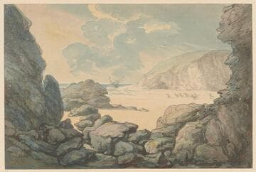 Coastal Scene with Shipwreck and Running Figures