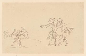 Two Men Watching Three Men Digging