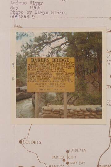Sign at Bakers Bridge; Animus River