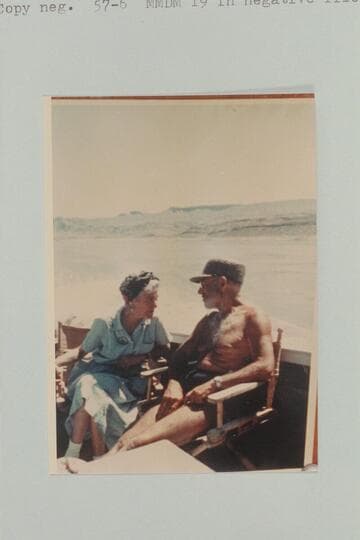 Margaret Marston explains to Dock some of the rim experiences during the Grand Canyon cruise of 1957, June