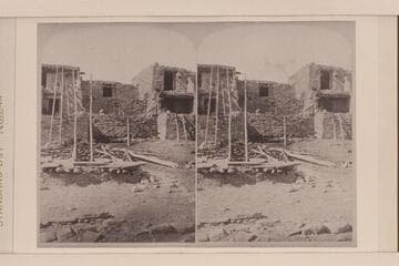 [print from a stereo] Shi Ni Mos.  Terraced Houses in Oraibi