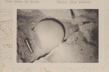 Olla found by Donald Davis in Olla Vieja Cave on Osiris Temple.  Finding was 1966, May 31