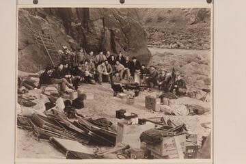 Pathe-Bray party in camp at Hermit Rapid