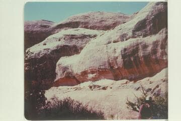 Trail along a ledge in Bridge Canyon