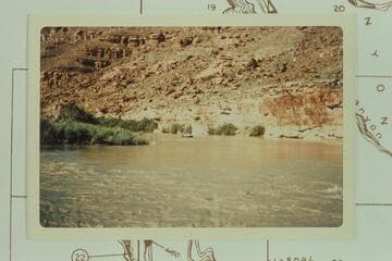 Upriver from head of Coal Creek Rapid showing George Stewart's 10-man approaching for a run which was made off course 10 ft. to the right with disastrous wetting of dunnage and equipment