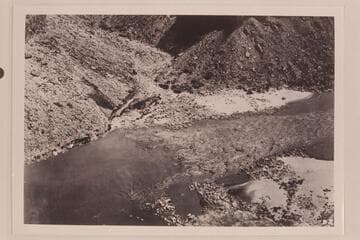 Looking down on Badger Creek Rapid from rim of Marble Canyon 600 feet above
