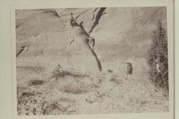 The trail between the middle fork and the southwest fork of 73.6.  Buster Ordiway on top; Dock Marston on the trail; Archeyes Masland waits at the bottom