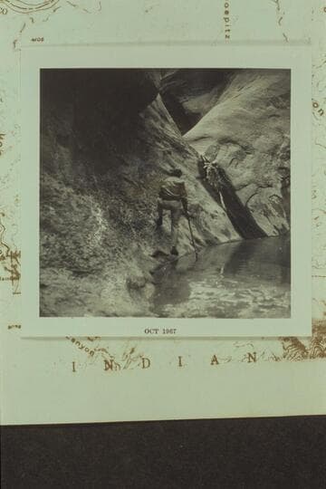 George Beck at head of navigation in the east fork of Anasazi Canyon above the mouth of Moepitz Canyon