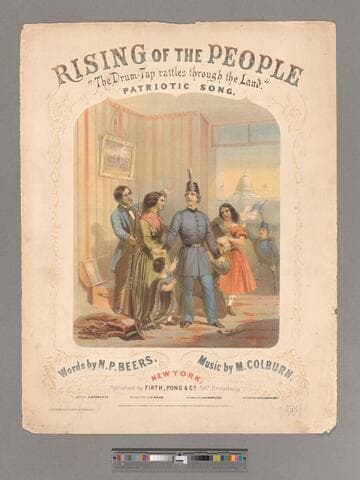 Rising of the people : "the drum-tap rattles through the land" : patriotic song / words by N. P. Beers ; music by M. Colburn