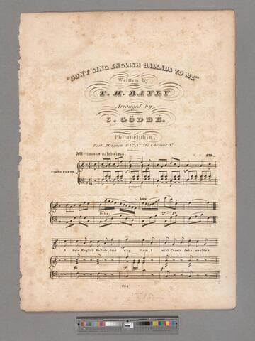Don't sing English ballads to me / written by T.H. Bayly, arranged by S. Gödbé