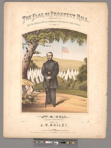 The flag of Prospect Hill : dedicated to Capt. Geo. O. Brastow, officers, and members, of the Somerville Light Infantry / by Jno. K. Hall, author of the words ; music by J. W. Bailey