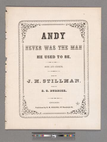 Andy never was the man he used to be : song and chorus / music by J.M. Stillman   words by S.C. Burdick