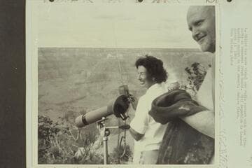 L. Miller has made visual and radio contact with the river party at Monument Creek Rapid.  Clif Segerblom is insured against thirst in the desert; Mojave Point