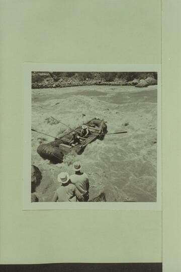 11.  Running Lava Falls.  Pontoon No. 2.  Boat:  Al and Smuss.  Shore:  Dick and Doug