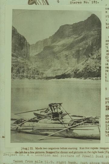 Project No. 4--Location and picture of Powell Boat picture, Millers 185.  Taken from Mile 51.9 right bank, just above Nankoweap.  See Maggie's pix numbers 13 and 14