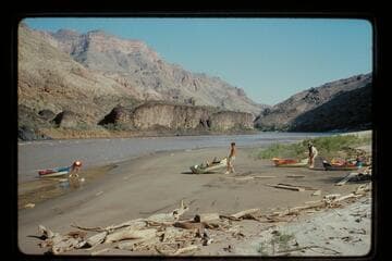 Landing on beach below Spring Canyon