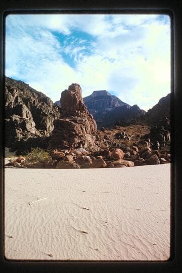 Monument at mouth of Monument Creek