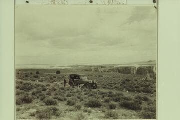 Near the gorge of the Little Colorado River on the road between Grand View and Cameron  [on photo reverse:  On the route to Lees Ferry Bridge--Gorge of Little Colorado River in foreground and Painted Desert in distance]