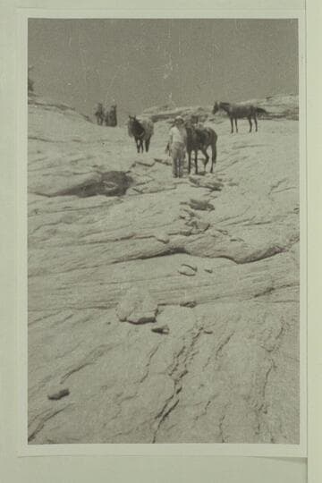 Route of descent into Escalante River.  First stage of descent to sand.  Dave Rust party