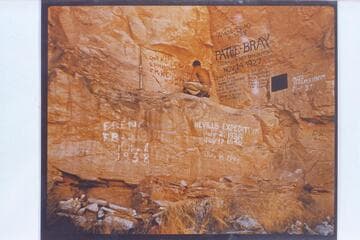 Hank painting notation at mouth of Dark Canyon