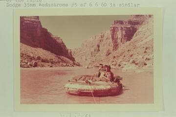 Bill and Fern Davis in 7-man inflated boat at Mile 199.1?