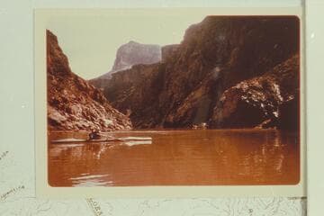Upriver from near mouth of Turquoise Canyon at Mile 102.  Les Jones is at left