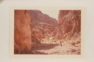 Mary Beckwith in the stream cut through the gypsum plug at Mile 206.85 left bank