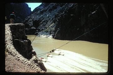 Cruising up under Bright Angel Bridge