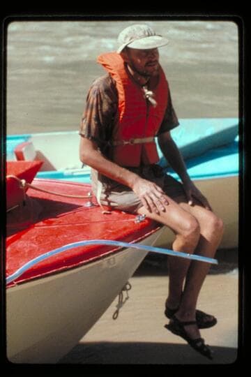 "Wee Red" and Jon after hitting rocks; Vulcan Rapids