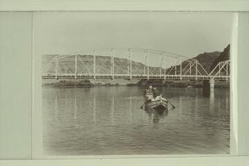 Start from Moab for run of Cataract Canyon.  Nevills stands in the far boat.  Marston stands in the near boat