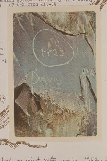 Inscription at upper end of Spanish Bottom circled by Bill Davis